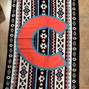 Colorful Geometric Pattern Beach Towel with Large C